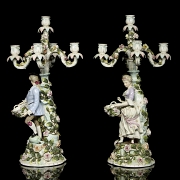 Alfred Voigt, Sitzendorf (1887-1900), Pair of Candlesticks, 19th century - 3