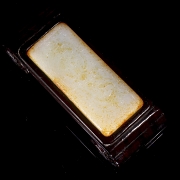 Reposa pinceles de jade de Hetian y madera, dinastía Qing