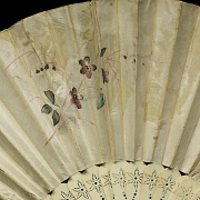 Abanico de seda y hueso, s.XIX-XX