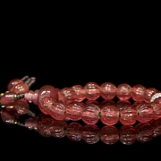 Pulsera de cuentas de Liulí rosa, dinastía Qing