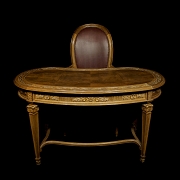 Mesa de despacho riñón con sillón, estilo Luis XVI, s.XX
