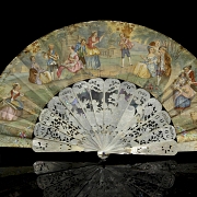 Abanico isabelino de nácar, s.XIX