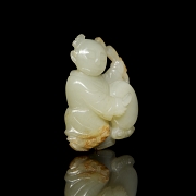 Carved jade figure, ‘Boy with Drum’, Qing dynasty