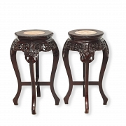 Pareja de taburetes asiáticos de madera, s.XX - 2