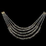 Collar de aguamarina en plata dorada, estilo Victoriano