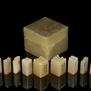 Set of nine seals with jade box, Qing dynasty
