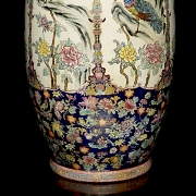 Gran jarrón de cerámica policromada familia rosa