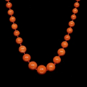 Red coral bead necklace
