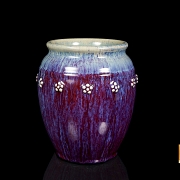 Ceramic vase with flambé glaze “Flowers,” marked Qianlong