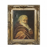 19世纪西班牙画派《捧杯老人》