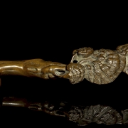 Ruyi carved wood “Lingzhi”, Qing dynasty - 4