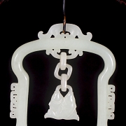 Jarrón colgante de jade blanco de Hetian, dinastía Qing