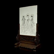 Ceramic panel ‘Encounter at the Lotus Pond’, 20th century - 1