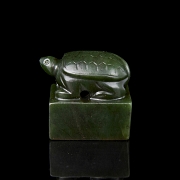Spinach green jade ‘Turtle’ seal, Qing dynasty
