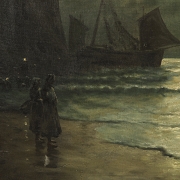 German school 19th-20th century “Boats under the moon” - 9