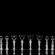 Set of ten sculptural ‘Venus’ glasses, Bayel, 20th century