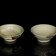 Dos cuencos de cerámica vidriada, dinastía Qing