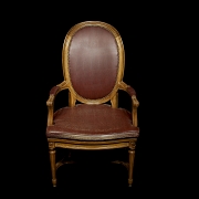 Mesa de despacho riñón con sillón, estilo Luis XVI, s.XX - 4