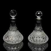 Pair of cut-glass ship-shaped bottles, 20th century - 1