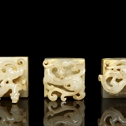 Conjunto de tres sellos de jade blanco
