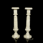 Pareja de lámparas pedestales de alabastro, s.XX - 2