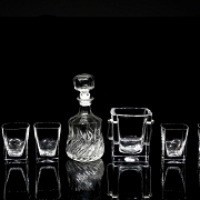 Juego para licor con cubitera y cinco vasos, s.XX
