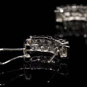 Par de pendientes en oro blanco de 18k y diamantes