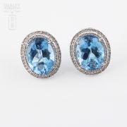 Pendientes de topacios 30,40ct y diamantes en oro blanco de 18k. - 3