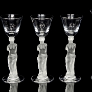 Set of ten sculptural ‘Venus’ glasses, Bayel, 20th century