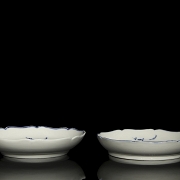 Pair of glazed ceramic plates, Meissen brand, 19th century
