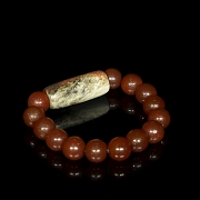 Pulsera de cuentas de ágata y jade, dinastías Liao y Hongshang