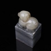 Sello rectangular de jade de Hetian