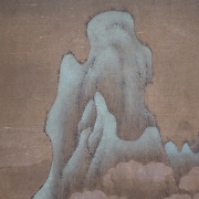 Chinese painting ‘Houses Among the Mountains’, signed Lan Ying