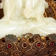 Jade blanco de Hetian y plata 