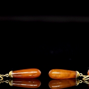 Pendientes largos oro amarillo y ámbar
