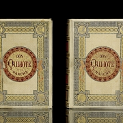 Two volumes of ‘The Ingenious Gentleman Don Quixote of La Mancha’, circa 1880