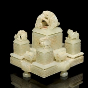 Gran juego de sellos tallados en jade amarillo