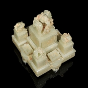 Gran juego de sellos tallados en jade amarillo