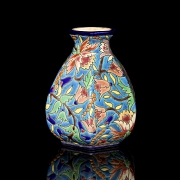 Longwy, hexagonal glazed ceramic vase, early 20th century