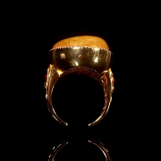 Gold-plated silver ring with Hetian jade, Qing dynasty