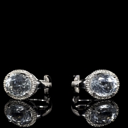 Pendientes en oro blanco de 18 kt con aguamarinas y diamantes