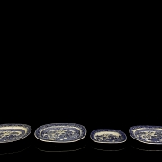 四只柳叶纹托盘,石质陶器,斯塔福德郡,十九世纪