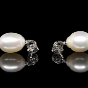 Pendientes oro amarillo de 18k con perla australiana y diamantes