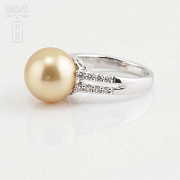 Anillo en oro 18k con diamantes y perla Australiana golden - 1