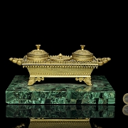 Louis XIV style scribe's desk on malachite, 19th century - 11