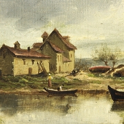 19th-20th century French school ‘Village near two bridges’