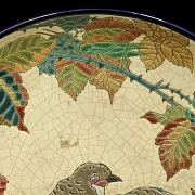 Longwy, glazed ceramic plate ‘Birds’, early 20th century
