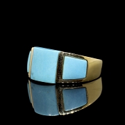 Anillo oro amarillo 18k y turquesa