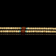 Mala with 118 seed, amber and turquoise beads, 20th century - 3
