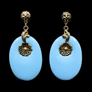 Pendientes en oro amarillo 18 kt con turquesa